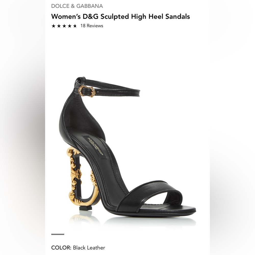 Dolce & Gabbana 
Women’s D&G Sculpted High Heel Sandals
Black Leather